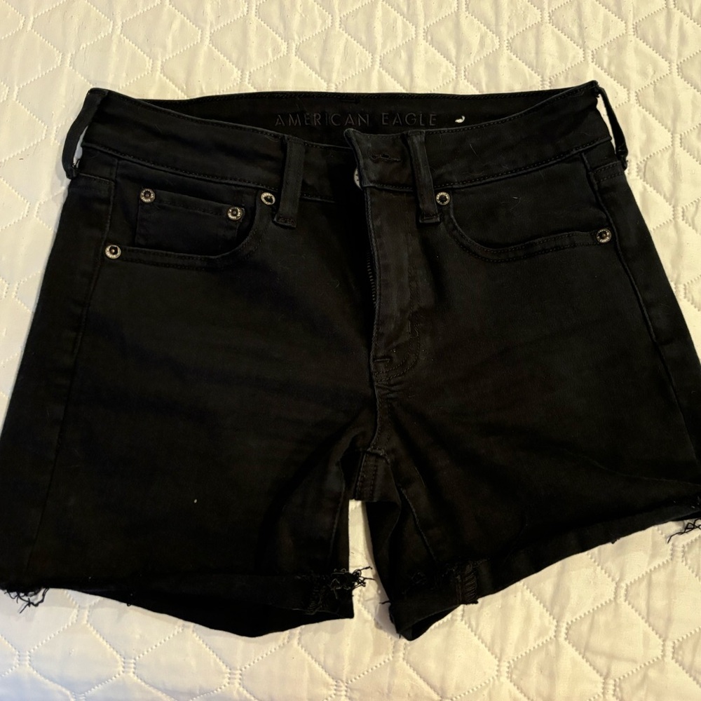 American Eagle Midi Jean Short, Size 2, Black